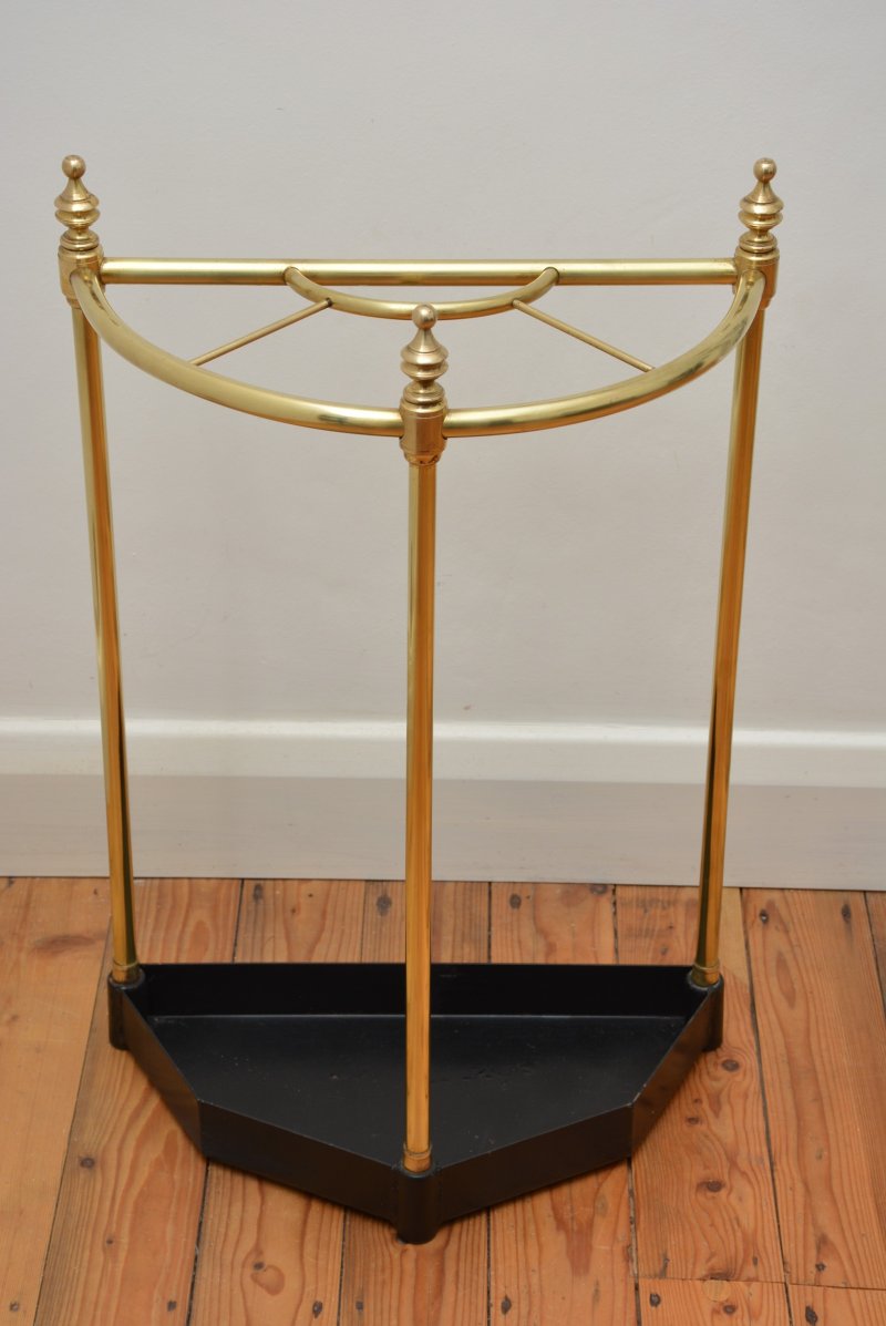 Unusual Vintage Brass Umbrella Stand Demi Lune - Image 3